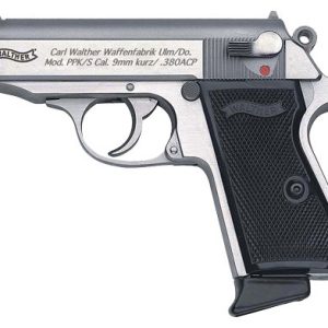 WALTHER PPK/S 380ACP SS FS - 7-SHOT BLACK SYNTHETIC GRIPS