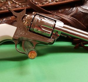 CIMARRON TEXAS RANGERS 45LC - PW FS 4.75" ENGRAVED NICKEL