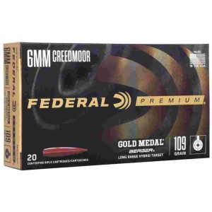 Federal Gold Medal Berger Hybrid Rifle Ammunition 6mm Creedmoor 109gr BTHP 2900 fps 20/ct