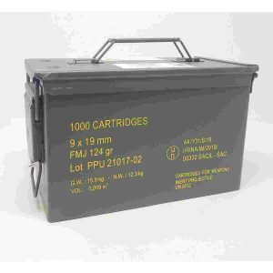 PPU Rangemaster Ammunition 9mm Luger 124gr FMJ 1263 fps 1000/ct (Metal Can)
