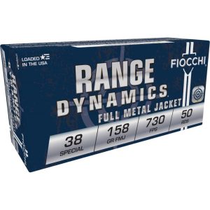 Fiocchi Pistol Shooting Dynamics Handgun Ammunition .38 Spl 158 gr FMJ 730 fps 50/rd