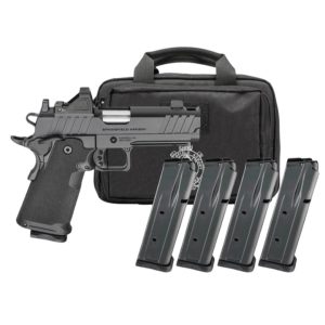 Springfield Armory Gear Pac 1911 DS Prodigy Comp Handgun 9mm Luger 17(1) &20(3)rd  Magazines 4.25" Barrel Black Viridian Green Dot Bag
