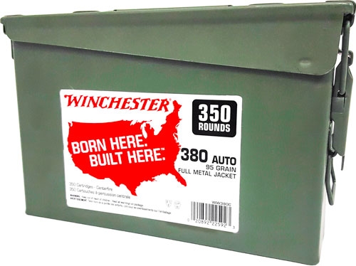WINCHESTER 380ACP 95GR FMJ-RN - CASE OF (2) 300RD CANS
