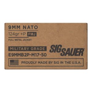 Sig Sauer Elite Ball M17 Handgun Ammunition 9mm Luger 124 gr+P FMJ 1198 fps 50/ct
